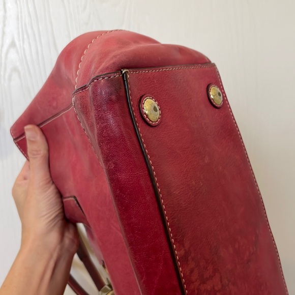 Coach raspberry pink turnlock leather carry all pocket zip tote 👜 - Picture 3 of 12